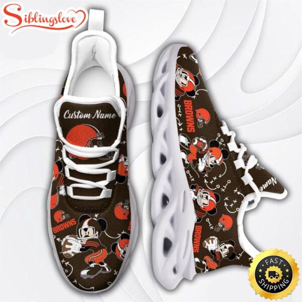 Custom Name NFL Cleveland Browns Mickey Mouse Max Soul Shoes