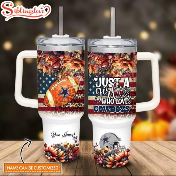 Custom Name NFL Dallas Cowboys Autumn Custom Stanley Tumbler 40oz With Handle