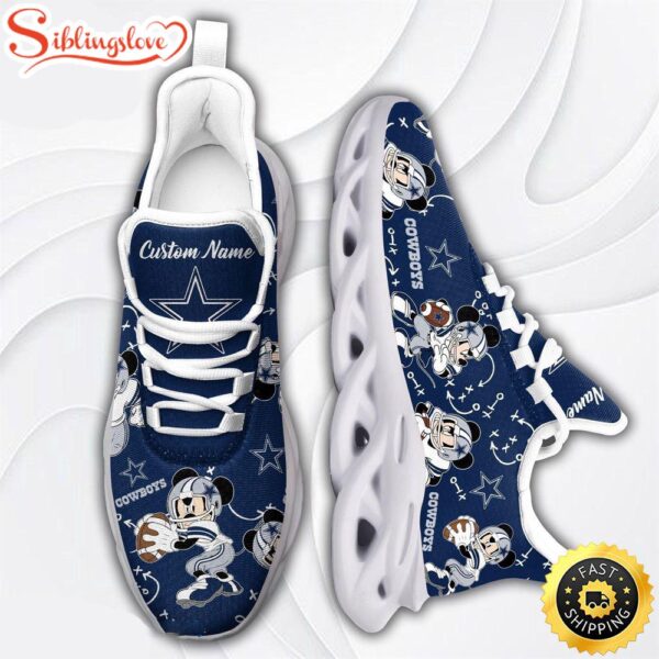 Custom Name NFL Dallas Cowboys Mickey Mouse Max Soul Shoes