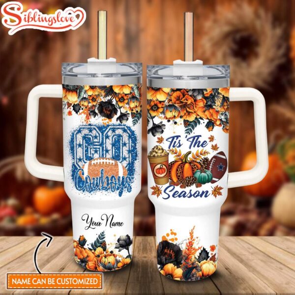 Custom Name NFL Dallas Cowboys Tis’ The Season Custom Stanley Tumbler 40oz With Handle