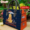 Custom Name NFL Denver Broncos Pooh Bear Leather Handbag For Fans