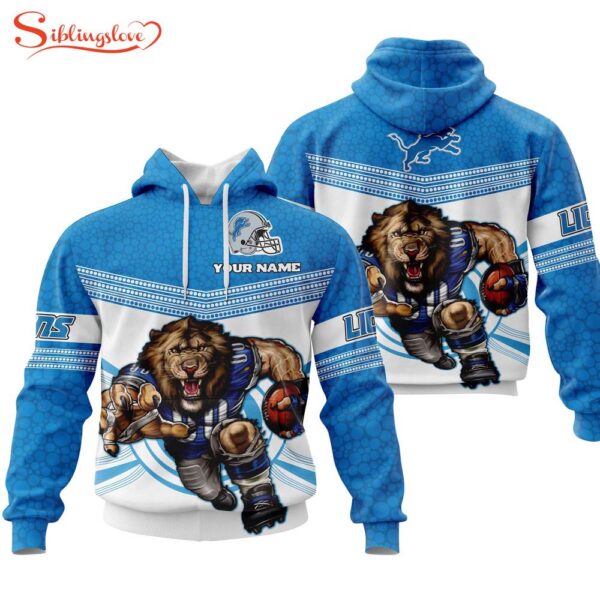 Custom Name NFL Detroit Lions Mascot All Over Print Hoodie Shirt