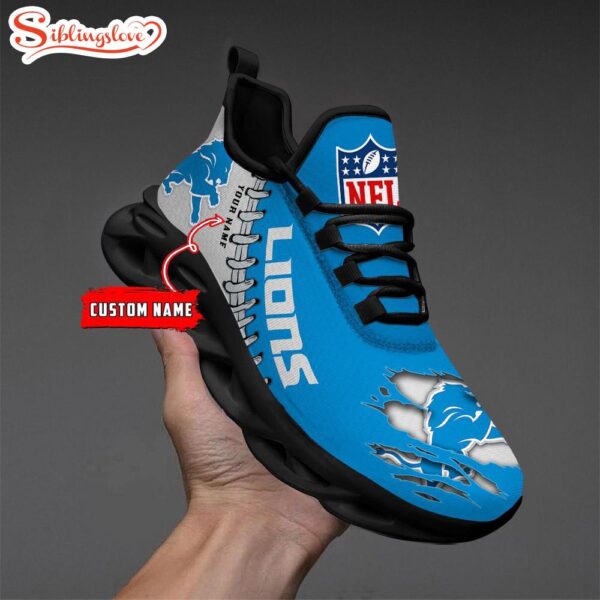 Custom Name NFL Detroit Lions Max Soul Shoes