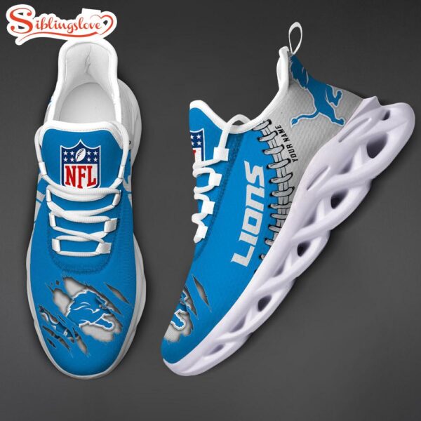 Custom Name NFL Detroit Lions Max Soul Shoes