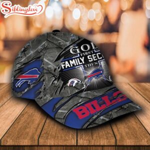 Custom Name NFL God First Family Second Then Buffalo Bills All Over Print - Navy 3D Classic Cap