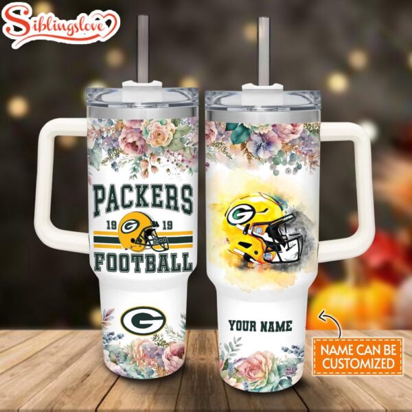 Custom Name NFL Green Bay Packers Football Custom Stanley Tumbler 40oz With Handle