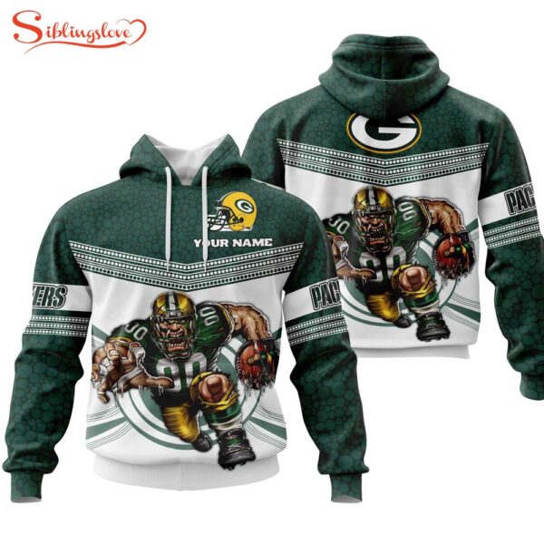 Custom Name NFL Green Bay Packers Mascot All Over Print Hoodie Shirt