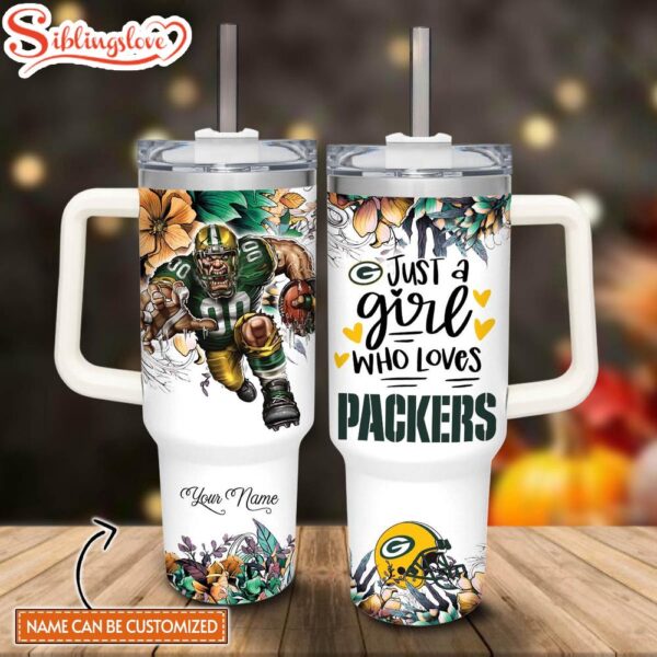 Custom Name NFL Green Bay Packers Mascot Custom Stanley Tumbler 40oz With Handle