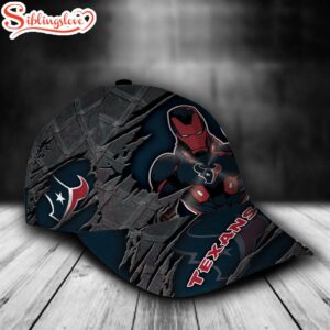 Custom Name NFL Houston Texans Iron Man Marvel All Over Print - Navy 3D Classic Cap