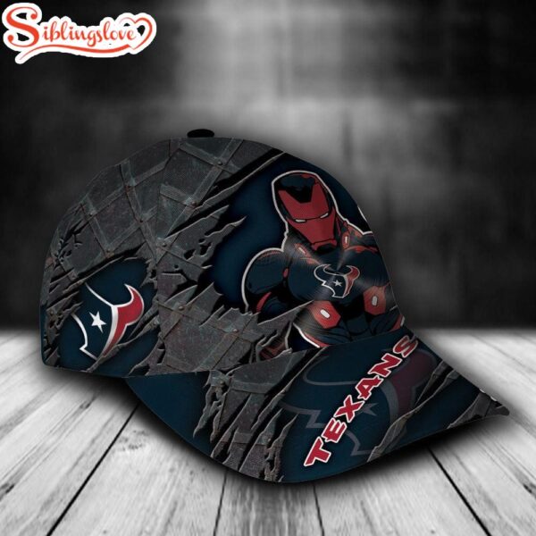 Custom Name NFL Houston Texans Iron Man Marvel All Over Print – Navy 3D Classic Cap