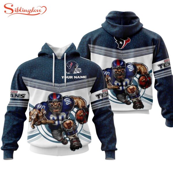 Custom Name NFL Houston Texans Mascot All Over Print Hoodie Shirt