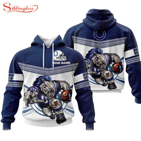 Custom Name NFL Indianapolis Colts Mascot All Over Print Hoodie Shirt