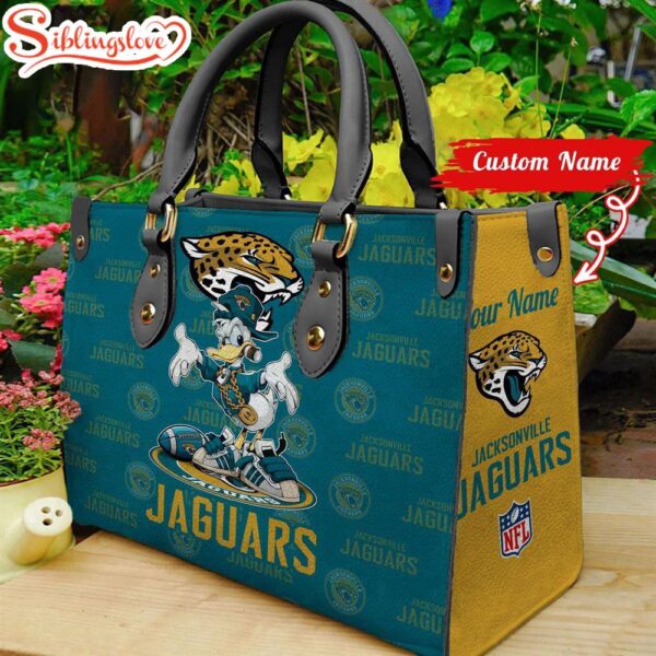 Custom Name NFL Jacksonville Jaguars Donald Duck Leather Handbag For Fans