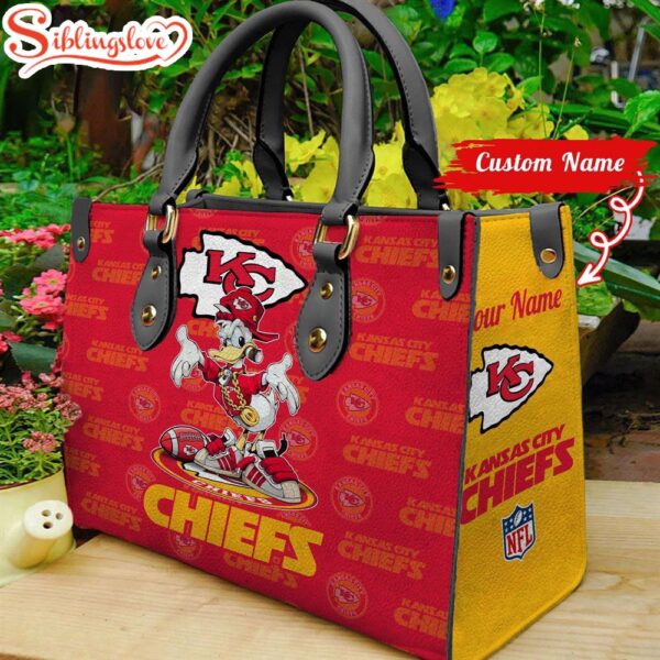 Custom Name NFL Kansas City Chiefs Donald Duck Leather Handbag For Fans