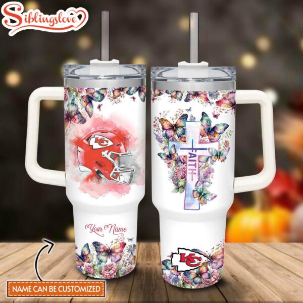 Custom Name NFL Kansas City Chiefs Faith Custom Stanley Tumbler 40oz With Handle