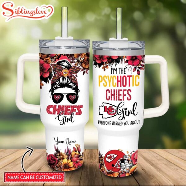 Custom Name NFL Kansas City Chiefs Football The Girl Custom Stanley Tumbler 40oz With Handle