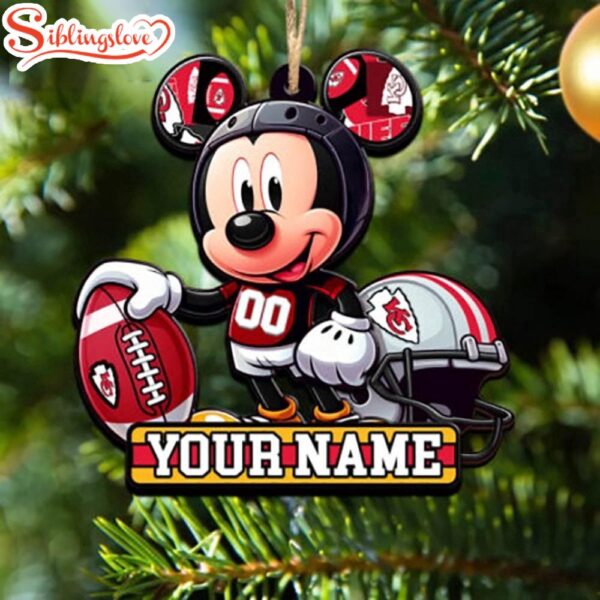 Custom Name NFL Kansas City Chiefs Mickey Disney Christmas Tree Ornament Decoration