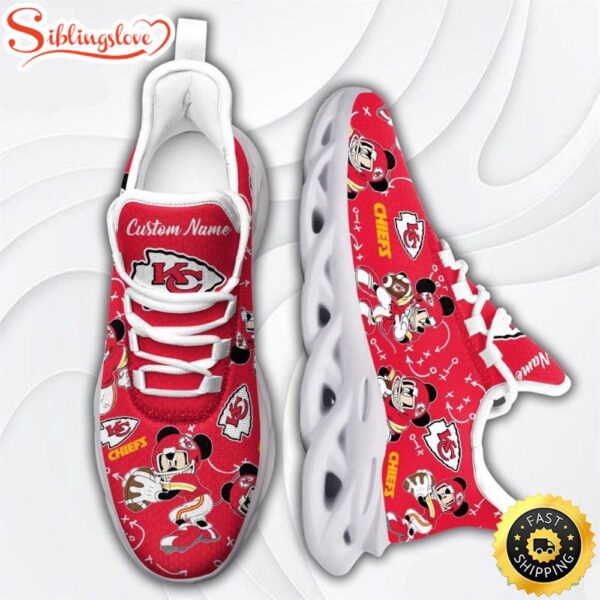 Custom Name NFL Kansas City Chiefs Mickey Mouse Max Soul Shoes