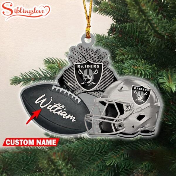 Custom Name NFL Las Vegas Raiders Merry Christmas Ornament Decoration