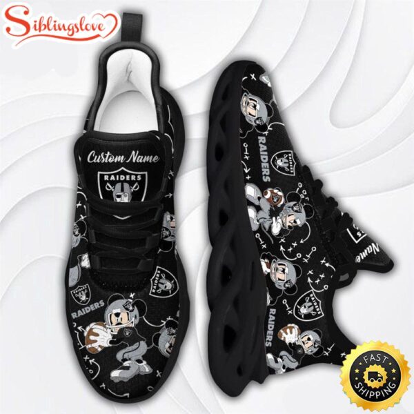 Custom Name NFL Las Vegas Raiders Mickey Mouse Max Soul Shoes