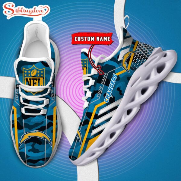 Custom Name NFL Los Angeles Chargers Clunky Max Soul Shoes