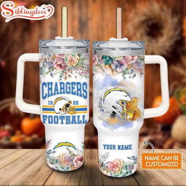 Custom Name NFL Los Angeles Chargers Football Custom Stanley Tumbler 40oz With Handle