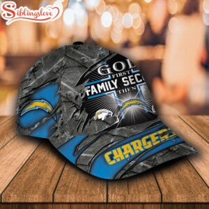 Custom Name NFL Los Angeles Chargers God First Family Second All Over Print 3D Classic Cap