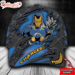 Custom Name NFL Los Angeles Chargers Iron Man All Over Print 3D Classic Cap