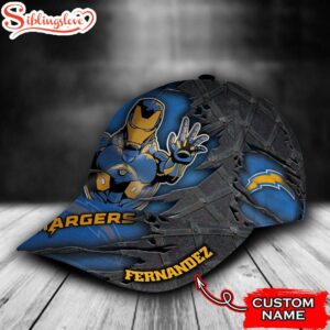 Custom Name NFL Los Angeles Chargers Iron Man All Over Print 3D Classic Cap