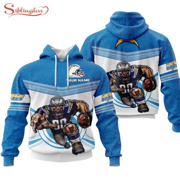 Custom Name NFL Los Angeles Chargers Mascot All Over Print Hoodie Shirt