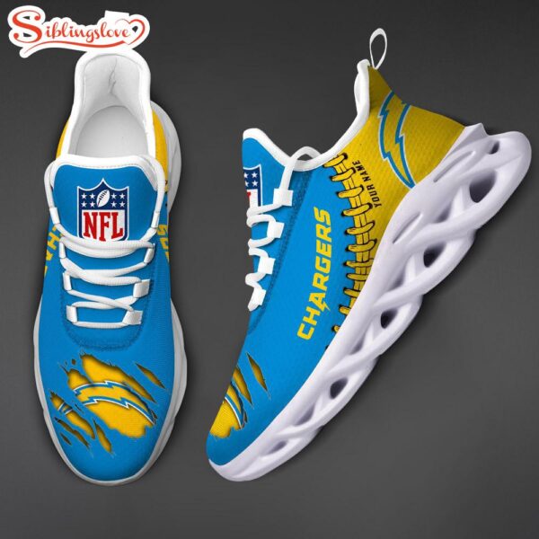 Custom Name NFL Los Angeles Chargers Max Soul Shoes