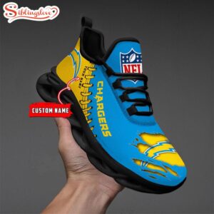 Custom Name NFL Los Angeles Chargers Max Soul Shoes