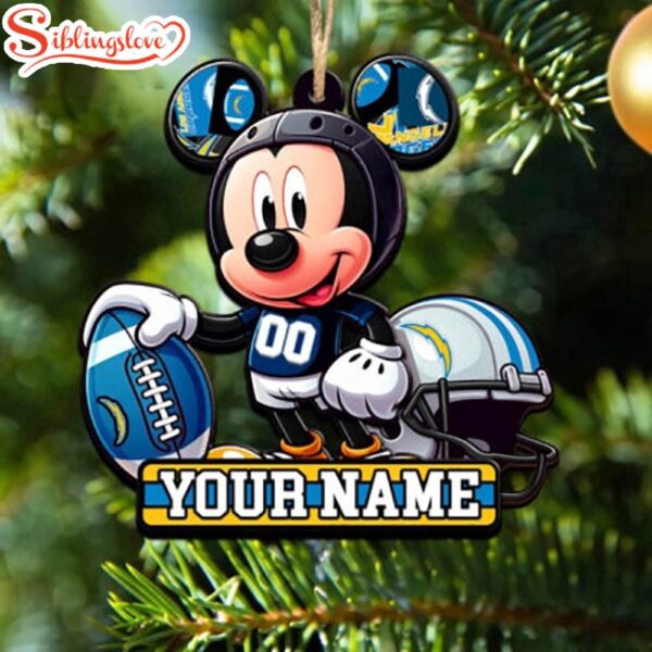 Custom Name NFL Los Angeles Chargers Mickey Disney Christmas Tree Ornament Decoration