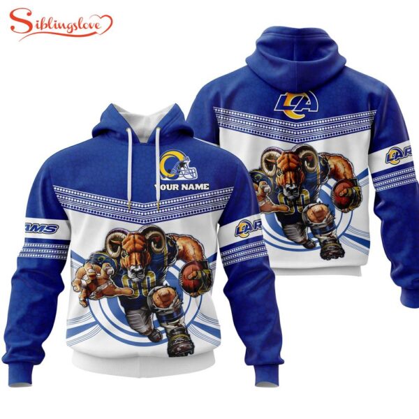 Custom Name NFL Los Angeles Rams Mascot All Over Print Hoodie Shirt