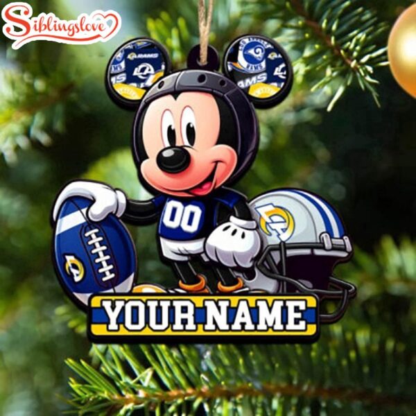 Custom Name NFL Los Angeles Rams Mickey Disney Christmas Tree Ornament Decoration