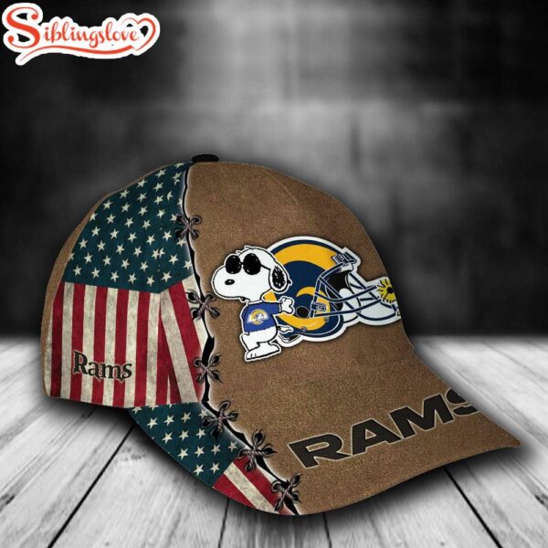 Custom Name NFL Los Angeles Rams Snoopy All Over Print 3D Classic Cap