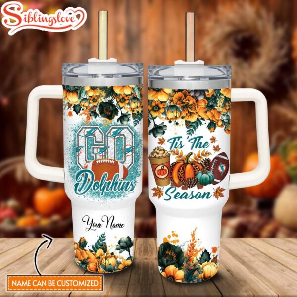 Custom Name NFL Miami Dolphins Custom Stanley Tumbler 40oz With Handle