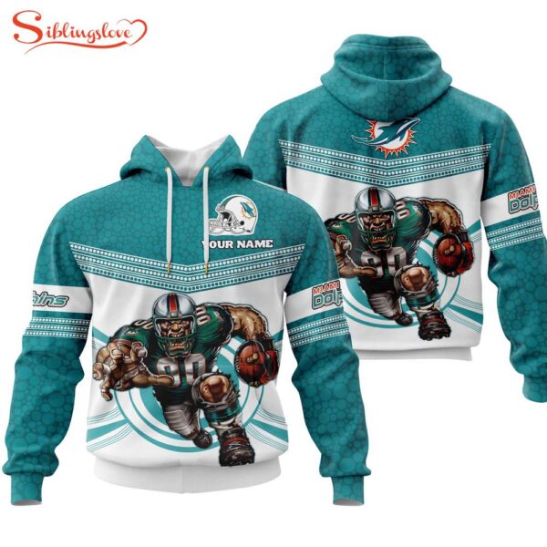 Custom Name NFL Miami Dolphins Mascot All Over Print Hoodie Shirt