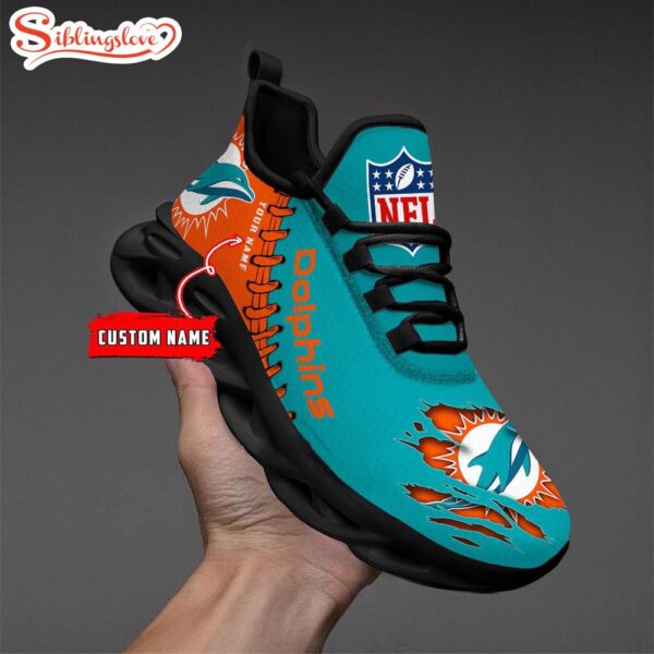 Custom Name NFL Miami Dolphins Max Soul Shoes