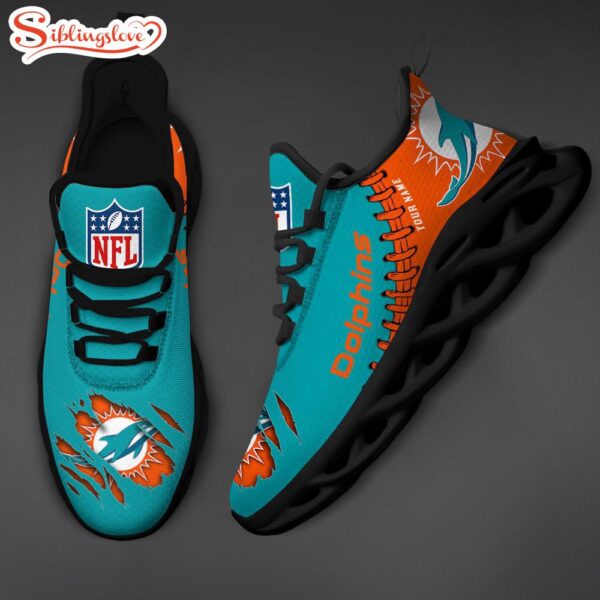 Custom Name NFL Miami Dolphins Max Soul Shoes