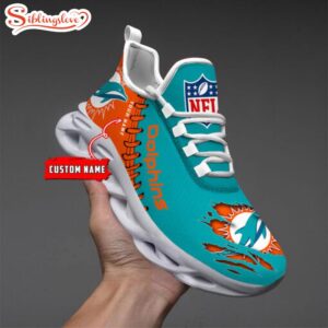 Custom Name NFL Miami Dolphins Max Soul Shoes