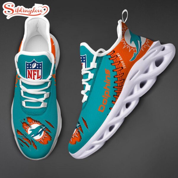 Custom Name NFL Miami Dolphins Max Soul Shoes