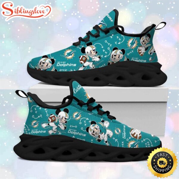 Custom Name NFL Miami Dolphins Mickey Mouse Max Soul Shoes