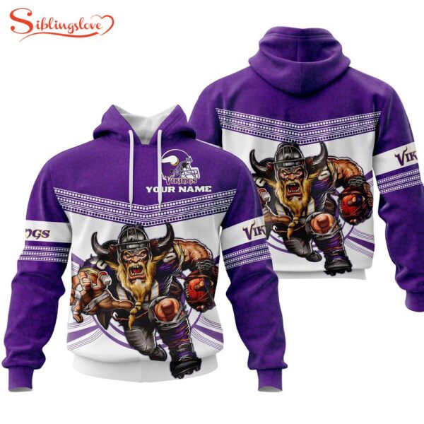 Custom Name NFL Minnesota Vikings Mascot All Over Print Hoodie Shirt