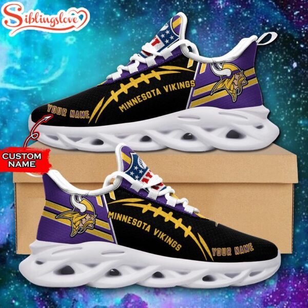 Custom Name NFL Minnesota Vikings Max Soul Shoes For Men And Women