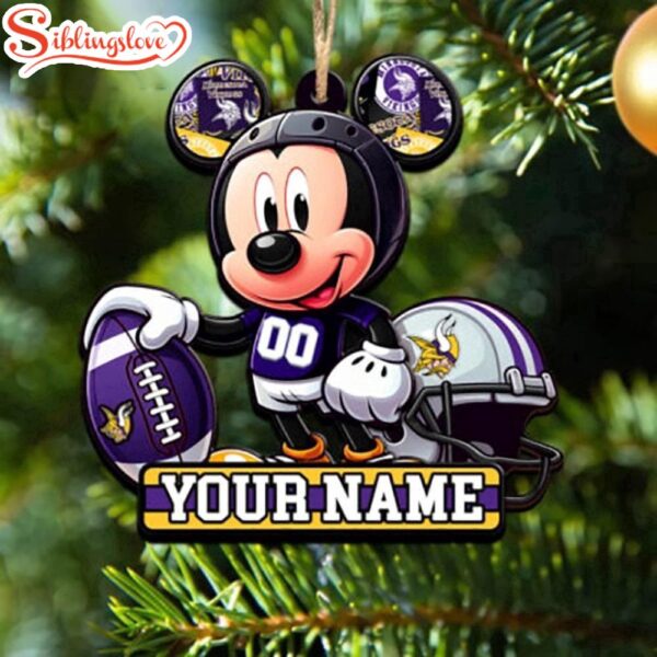 Custom Name NFL Minnesota Vikings Mickey Disney Christmas Tree Ornament Decoration