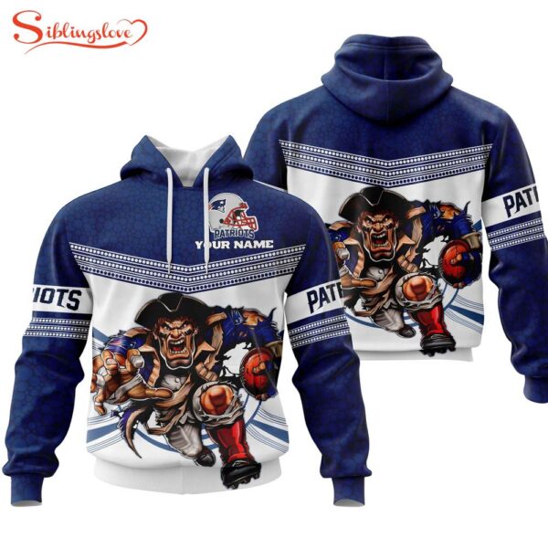 Custom Name NFL New England Patriots Mascot All Over Print Hoodie Shirt