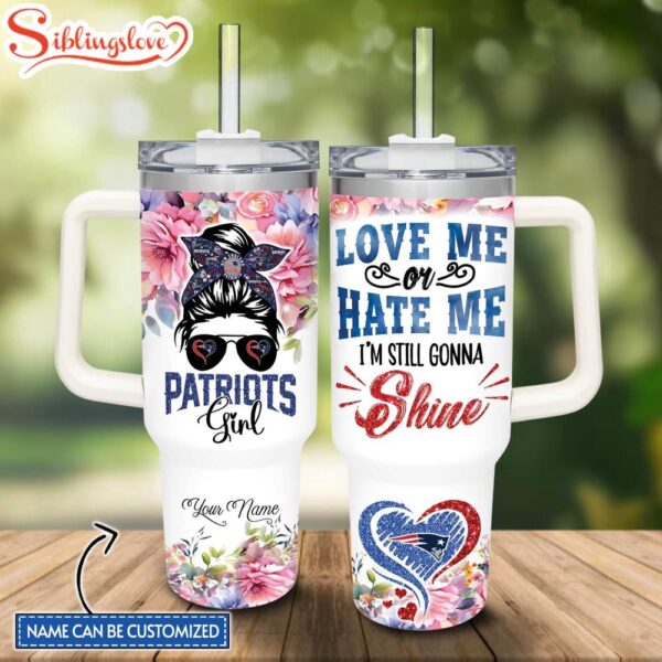 Custom Name NFL New England Patriots The Girl Custom Stanley Tumbler 40oz With Handle