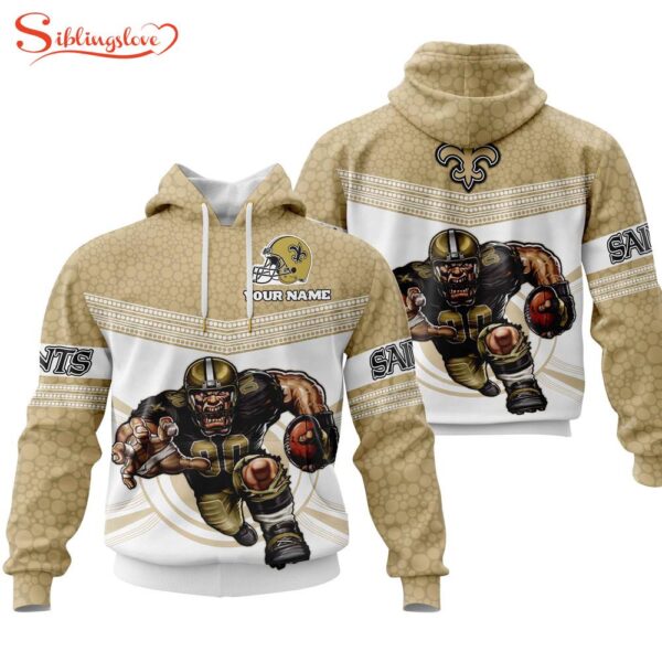 Custom Name NFL New Orleans Saints Mascot All Over Print Hoodie Shirt