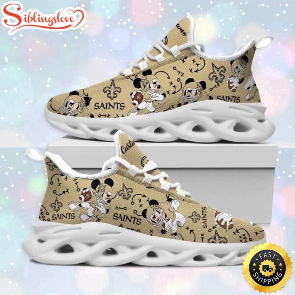 Custom Name NFL New Orleans Saints Mickey Mouse Max Soul Shoes